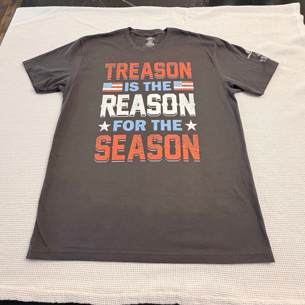 ASMDSS Gray Graphic patriotic holiday tee  LG